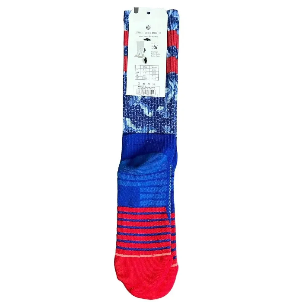 Stance Fusion Crew Height‎ Blue Red Stripes Mesh Socks Size M (8 - 10.5)